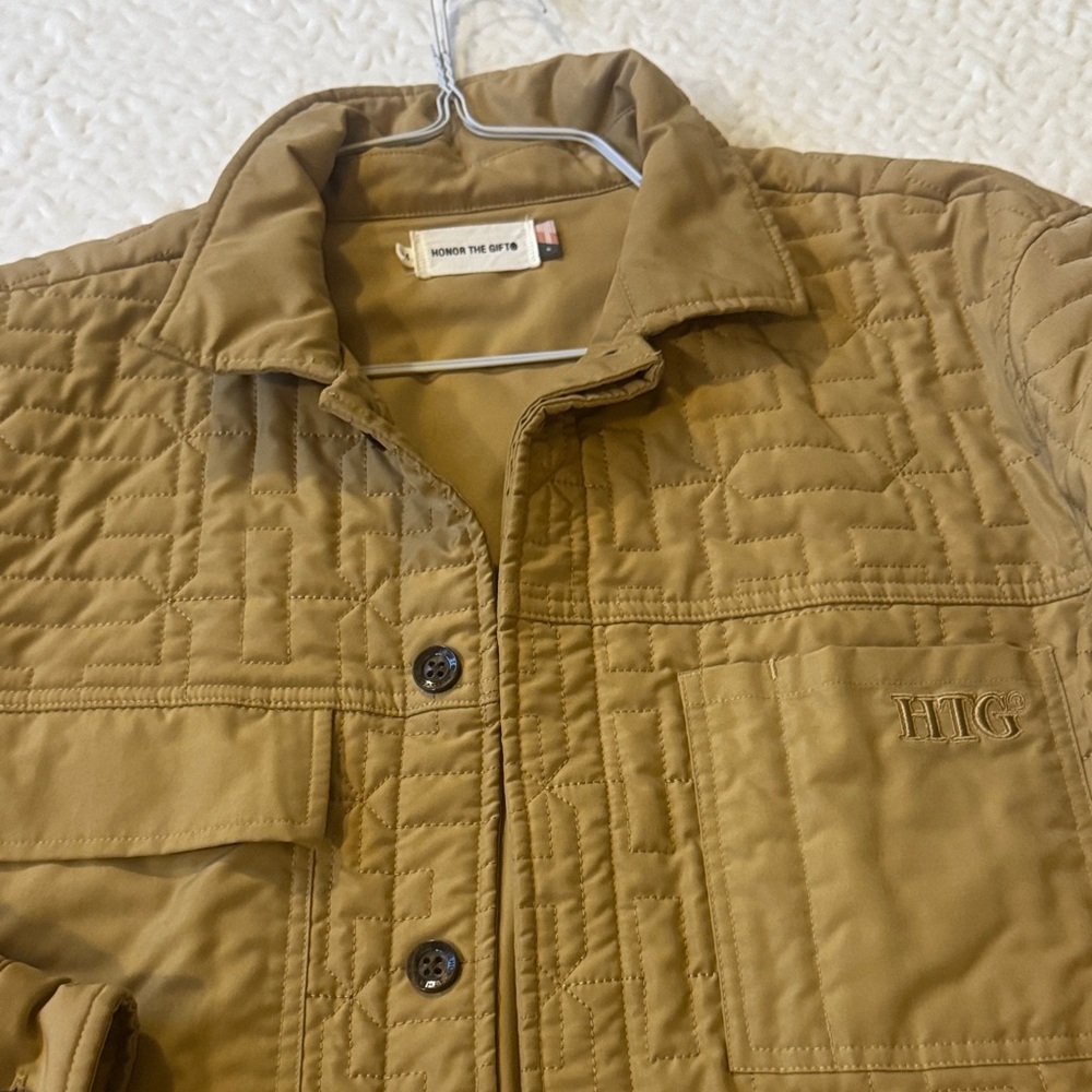 HIG Men's Tan Quilted Shirt Jacket